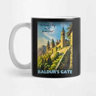 Baldur's Gate Tourism Poster - Sword Coast Faerun D&D Art Mug